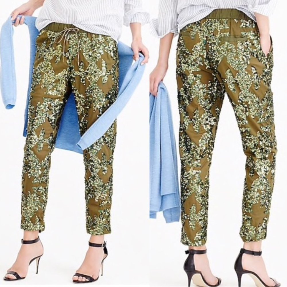 J. Crew Iridescent sequin pull-on Jogger pant